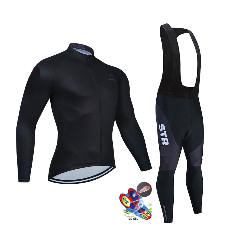 Mountain Biking Uniform - Outono preto conjunto camisa de ciclismo